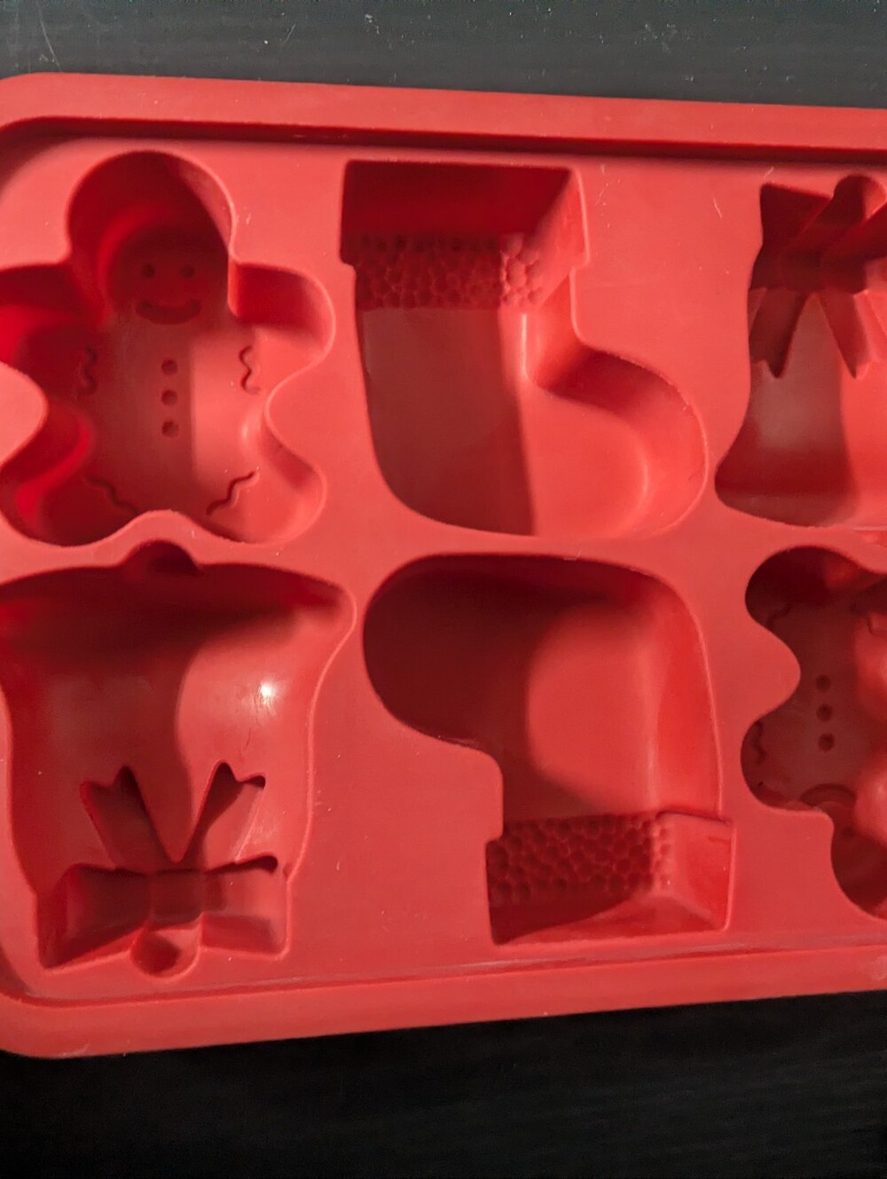 Red Silicone Holiday Cookie Mold Baking Tray